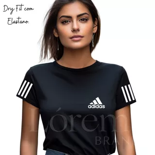 Camiseta Feminina Casual academia verão Dry Fit com elastano estampas a escolher Baby look