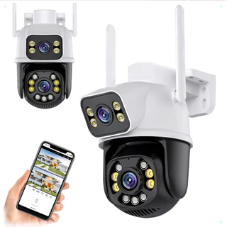 Câmera Lente Dupla Ip66 Wifi Full Hd Prova D'água Infravermelho Segurança ICSEE