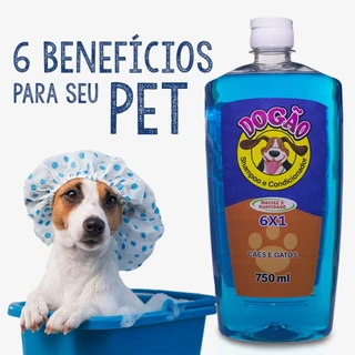 Shampoo E Condicionador Para Pet Dogão 6 Em 1 Pra Cachorro Gato Xampu Pet Shop Cães Gatos De 750 Ml