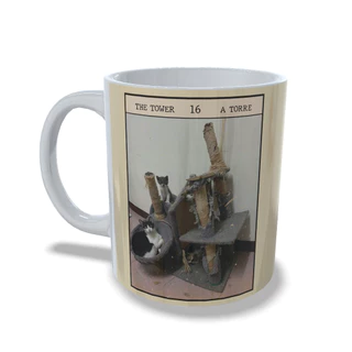 Caneca De Porcelana meme gato carta de Tarot A torre The Tower