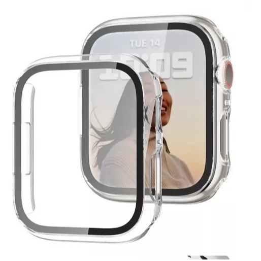 Capa Bumper C/ Vidro Frontal Para Apple Watch 38 40 41 42 44 45 46