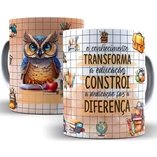 Caneca Dia Dos Professores 325Ml Coruja Embalado Para Presente De Porcelana