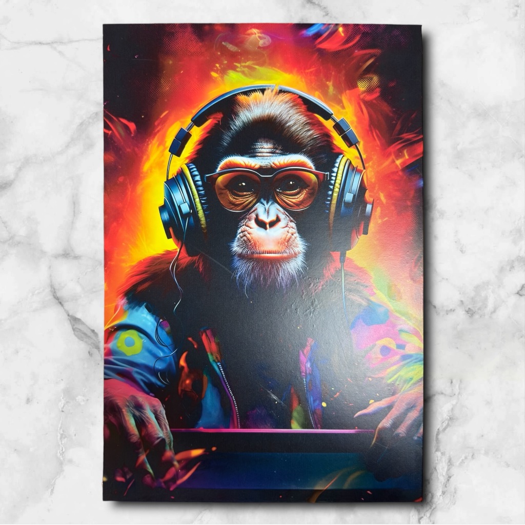 Quadro Decorativo Macaco Fone Monkey Alta qualidade Acabamento fosco 45x30