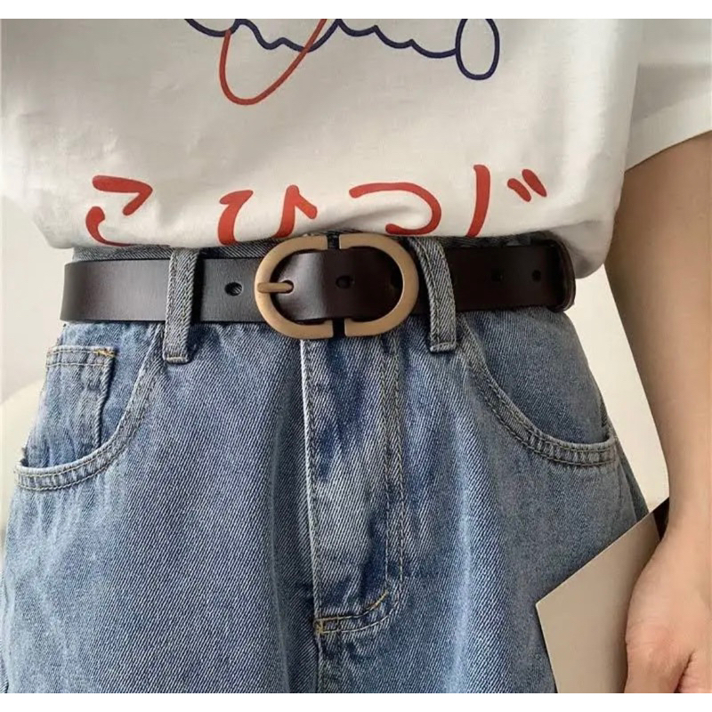 Cinto De Couro Para Mulher Fashion Jeans Clássico Retro Simples Fivela Redonda Fêmea Novo Luxo Punk Gótico