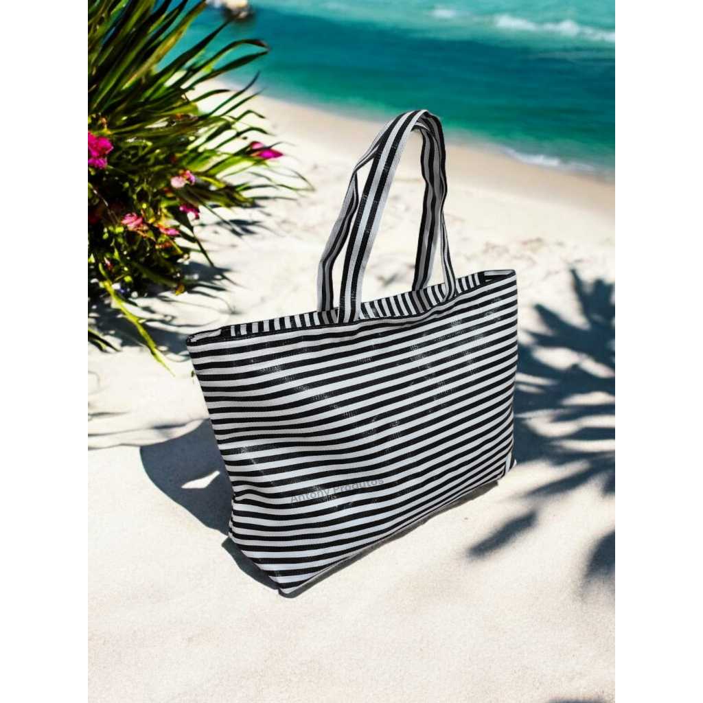 Bolsa de Praia Tote Bag Grande com Ziper Ecobag Nylon – Praia