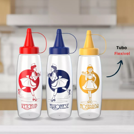 Bisnaga Maionese Ketchup Mostarda Molho Lanchonete Bar