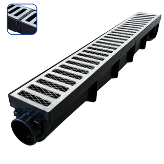 Kit Ralo linear guvi 6x50 Grelha Alumínio Coletor de água pluvial sifão borda piscina jardim tela anti inseto