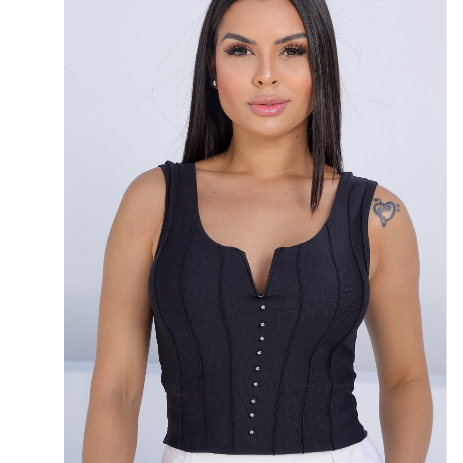 Cropped regata femenina elastano e com bojo
