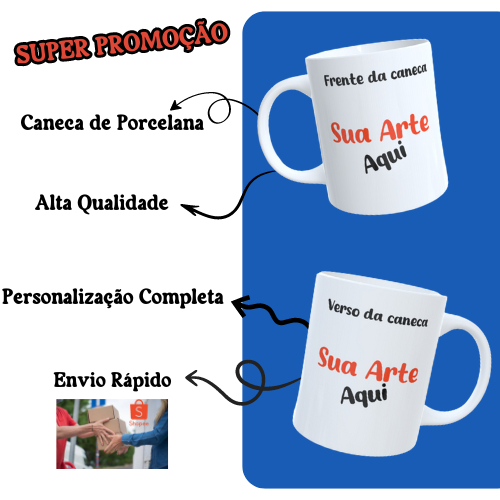 Caneca de Porcelana Personalizada com Logotipo - Nome - Com sua Arte Foto - casamento