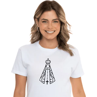 Camisa camiseta blusa Poliéster Nossa Senhora Aparecida Linear Igreja Católica Promoção barato