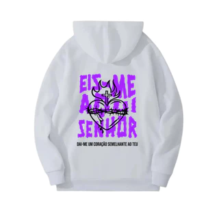 Moletom Gospel Frio Eis Me Aqui Senhor Casaco Streetwear Varias Cores Catolico Jesus Deus Envio Imediato em 23 Horas UNISSEX