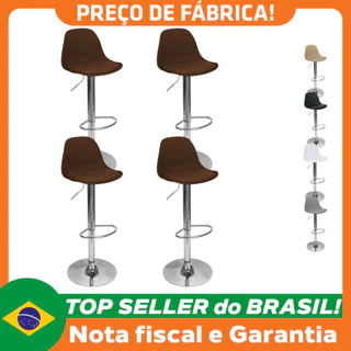 Kit 4 Banquetas Joly Luisa Giratória Regulável Base Giratória Cromada