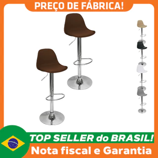 Kit 2 Banquetas Joly Luisa Giratória Regulável Base Giratória Cromada