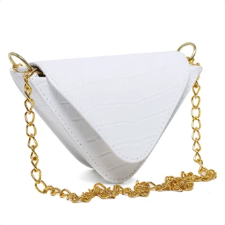 Bolsa Triangulo Sintetico Mini Bag Feminina Fecho Botão Baladinha
