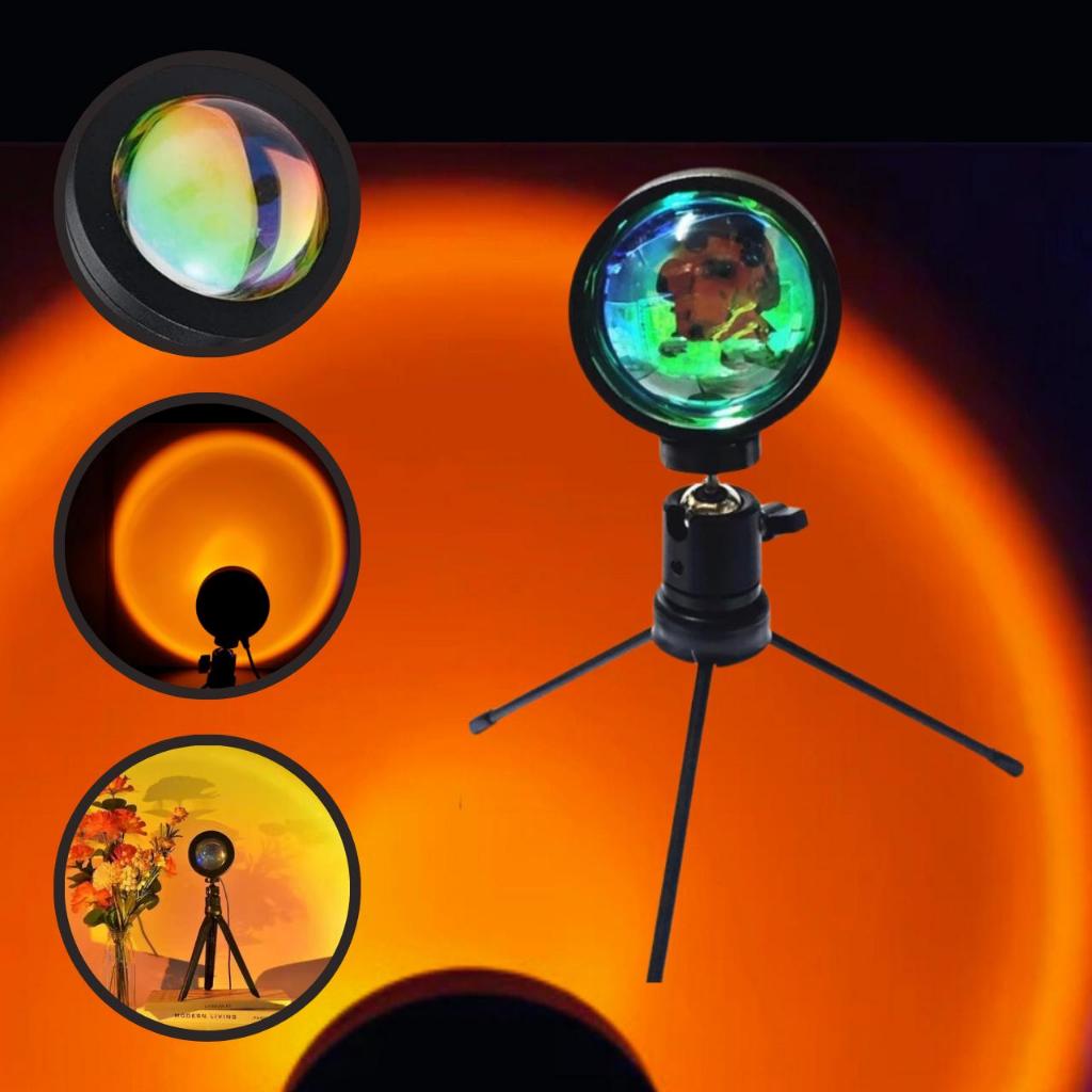 Luminária Abajur Por Do Sol Luz Noturna Projetor Led Luxo ajustável Suporte de lâmpada LED 360°