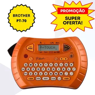 Rotulador Eletrônico Portátil Brother PT-70 Laranja Etiquetadora Casa Escritório