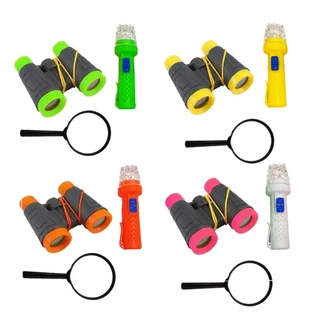 Kit Detetive Binóculos + Lanterna + Lupa infantil Colorido Lembrancinha Festa