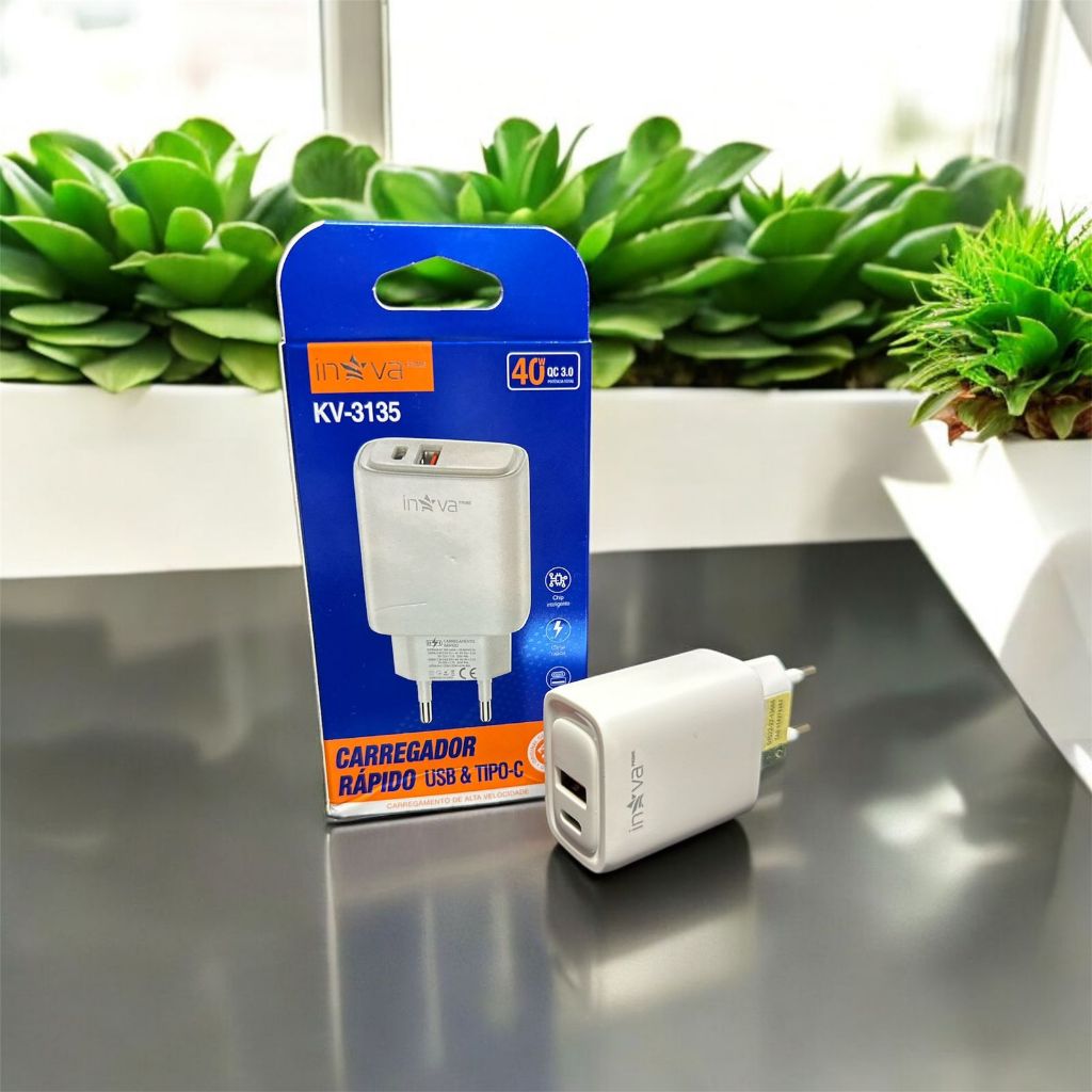 FONTE TIPO C/USB INOVA 20W CAR-3185 | Shopee Brasil