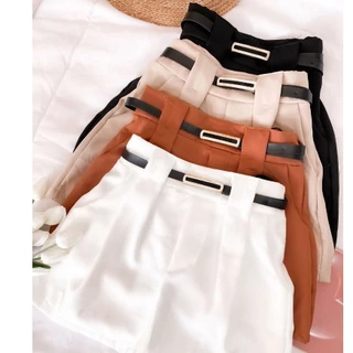 Short Alfaiataria Feminino Cintura Alta Com Cinto Social promoção