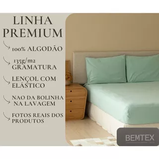 Jogo de Lençol Queen 3 Peças Malha com elástico 100% Algodão jogo Liso Linha Premium