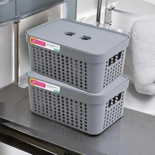 Kit 2 Caixa Organizadora com Tampa 2 Litros Cesto de Organização em Plástico Resistente