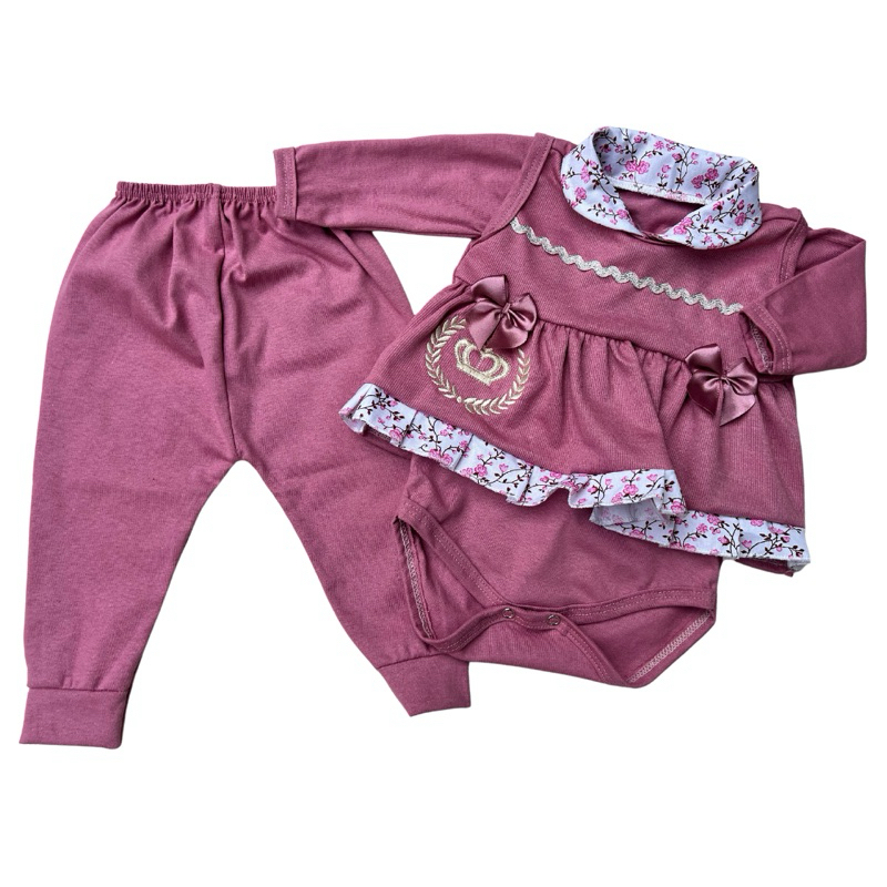 Conjunto Pagão Feminino 3 peças Roupa de Bebê 100% Algodão | Shopee Brasil