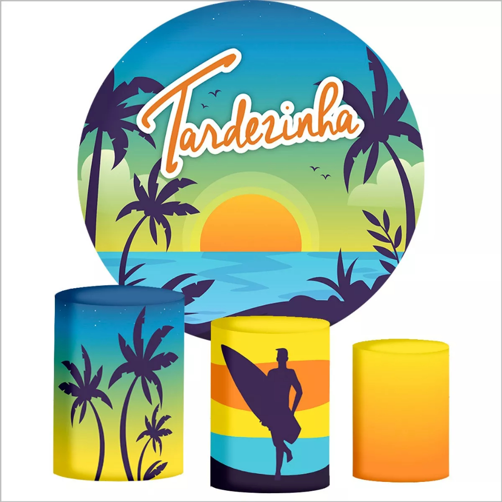 Kit Capas Painel Redondo E Capas De Cilindro Sublimados Decoração Tema Tardezinha Shopee Brasil