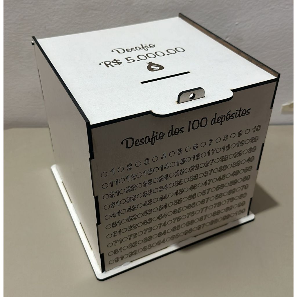 Caixa cofre desafio 5000 reais em MDF branco ou Cru - 19x19x19 | Shopee ...