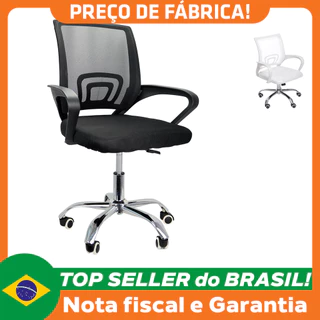 Cadeira de Escritório Tela Mesh Diretor Assento Estofado Home Office com Base Giratória 9050
