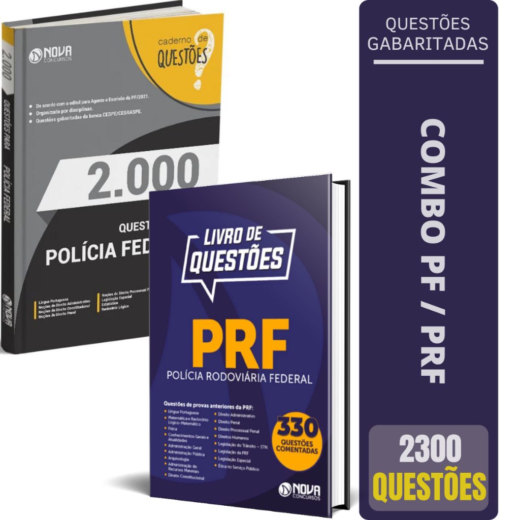KIT Combo Apostilas de Questões Concurso PF e PRF
