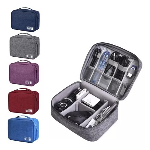 Necessaire organizadora de cabos bolsa portátil celular cabos fios armazenamento