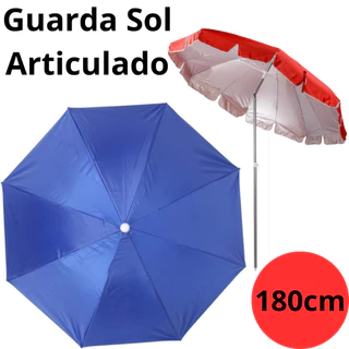 Guarda Sol Não Articulado Praia Piscina Verão Pesca Camping Liso Proteção UV 1,80m