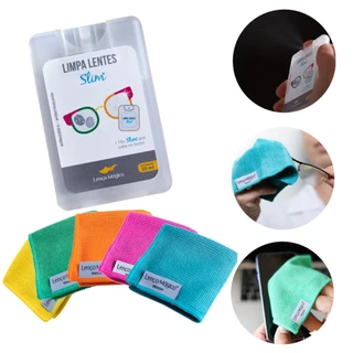 Kit Limpa Lentes Slim + Lenço Mágico. Limpa óculos e telas de celular, Led Lcd