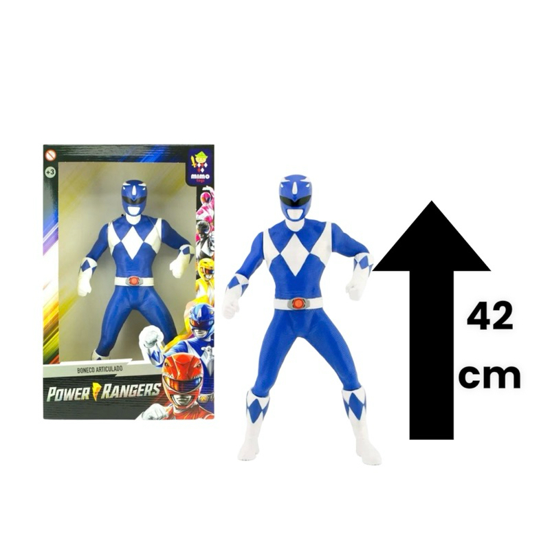 Boneco Power Rangers Azul Articulado Grande 42 cm Original - Mimo ...