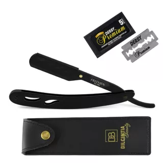 Navalha Navalhete Profissional Aço Inoxidável + 10 Lâminas + Case