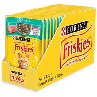 Sachês Friskies 10, 20, 30 ou 40 Purina Sabor Atum 85g - Ração de Comida Úmida para Gatos