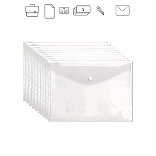 Kit 10/20/30 Pastas de Envelope com Botão Ofício/A4 Acp Transparente