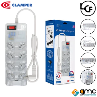 Filtro de Linha Clamper Energia 8 Tomadas TRANSPARENTE Protetor de surto DPS LCF