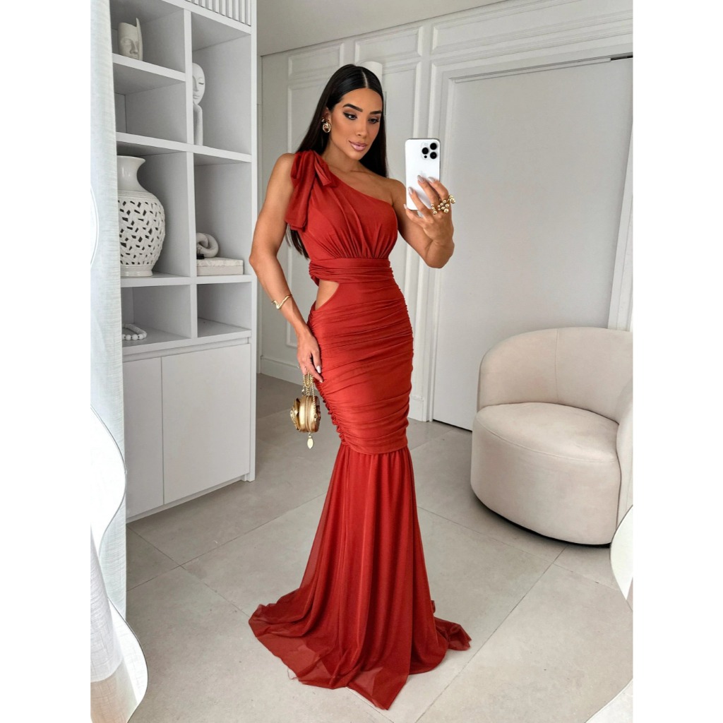 Festa Sereia Vestido Madrinha De Renda Vestido De Festa Longo Um - Main Image