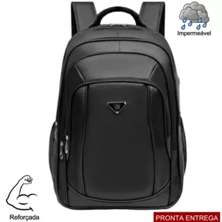 Mochila Masculina Couro Notebook Executiva Impermeável Preta