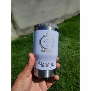 Copo Térmico Porta Longneck PERSONALIZADO NOME + DESENHO/LOGO com tampa e abridor 420ML