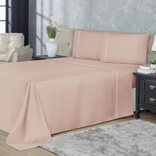 Jogo De Lençol 3 Peças 600 Fios Egípcios Ponto Palito Casal Queen em Oferta na Shopee