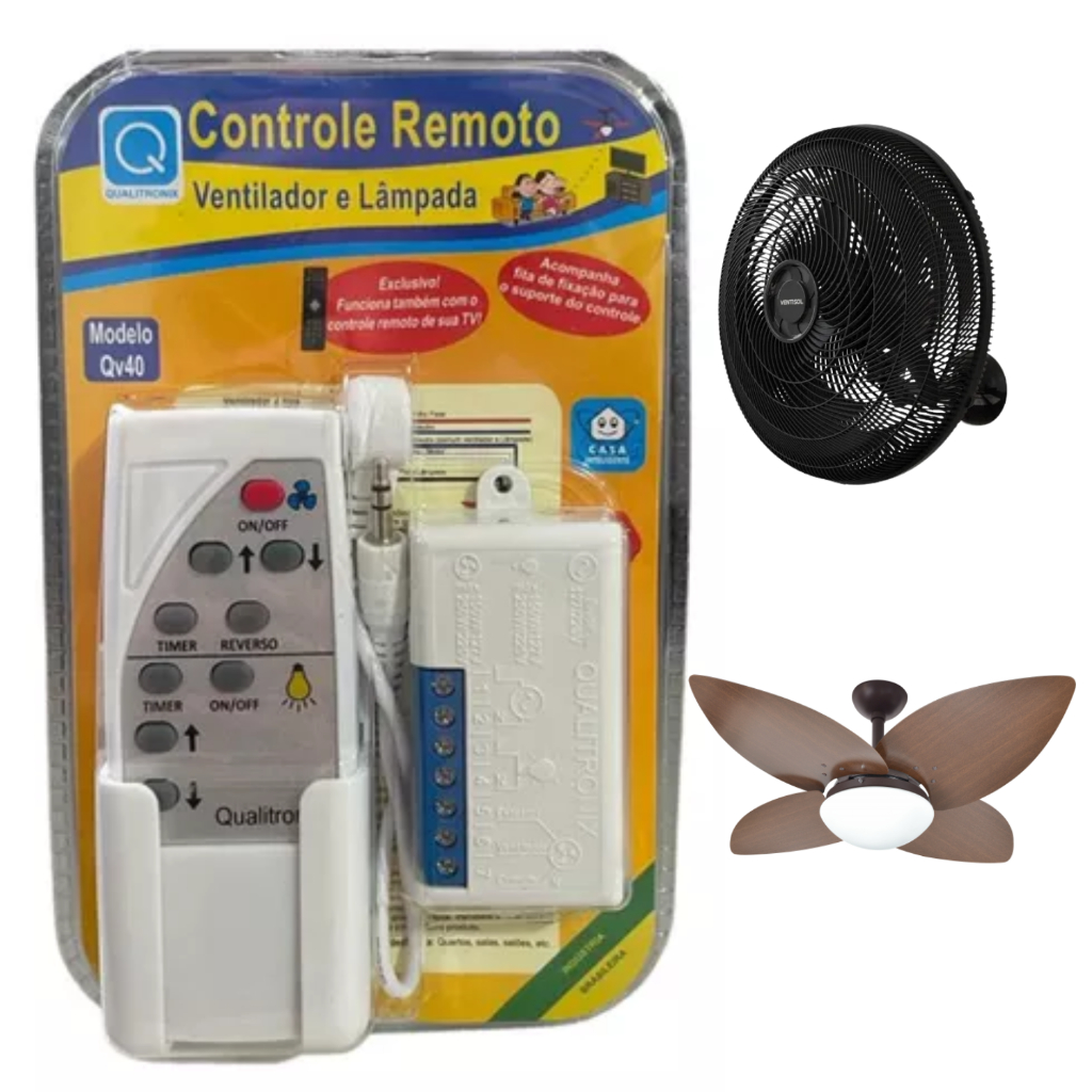 Controle Remoto de Ventilador e Luz Universal com suporte grátis Qualitronix QV40