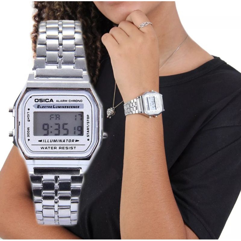 Relógio Digital Vintage Feminino WR Cores Vibrantes Esportivo Com luz, Cronômetro e Alarme