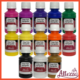 Tinta Aerógrafo Combo 13 X 100ml ( F I X A ) Linha Completa - Para Artesanato, Tecidos (Sem Goma), Papel, Alvenarias (Sem Sujeira), Mdf, Impressões 3d, Iscas E Em Outros Diversos Outros Substratos - Resistente Água
