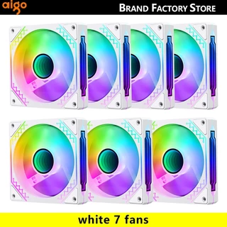 Kit com 7 fans argb Aigo Air12s, ARGB Efeito de Luz Espelho Cíclico, CPU PWM, Ventilador 120mm, Ventilador Espaço Infinito, 4Pin, 5V, 3Pin, 12cm.