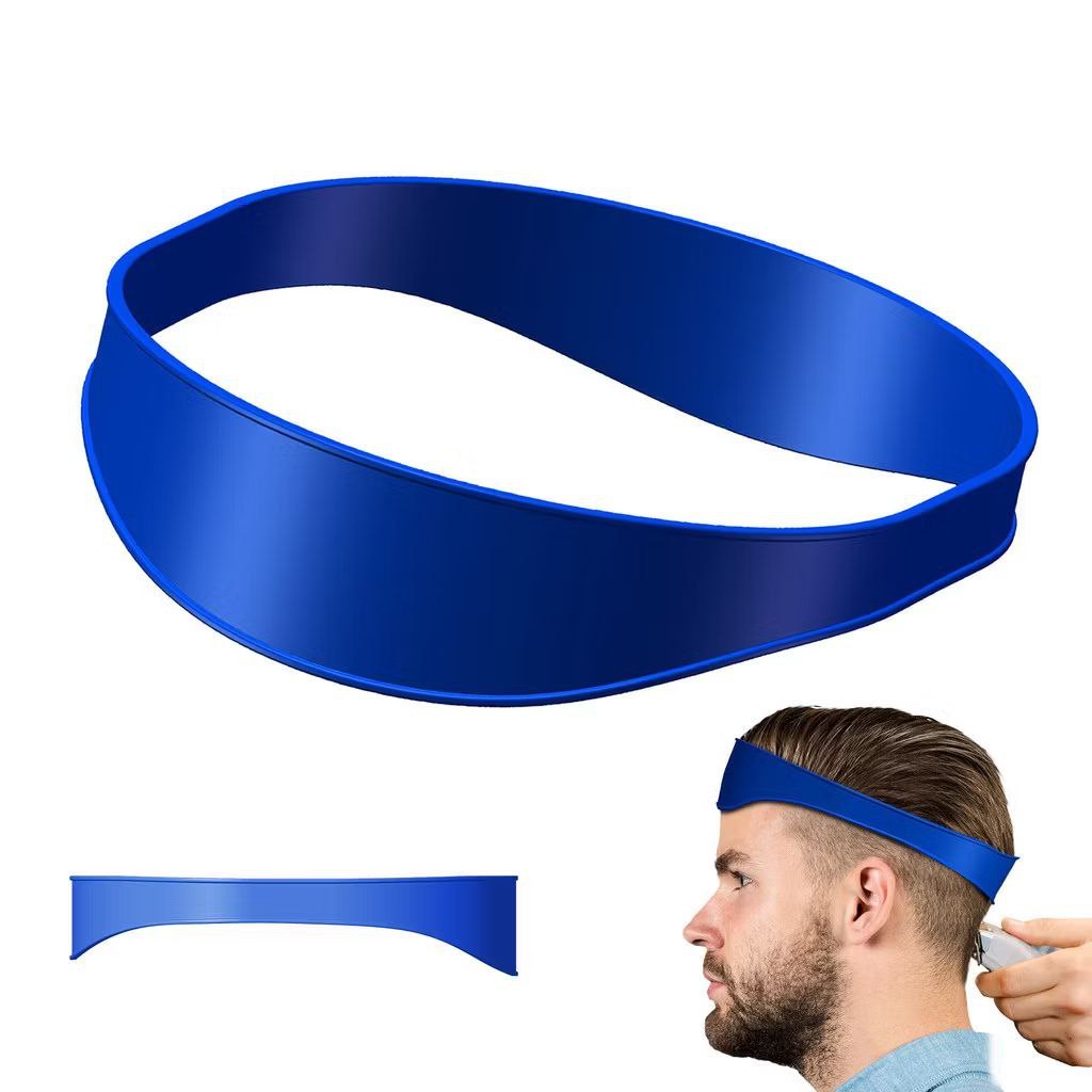faixa Guia de Silicone Para Cortar raspar Cabelo Sozinho Em Casa -cor azul
