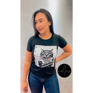 Camiseta Feminina T-shirt Gato Lançamento