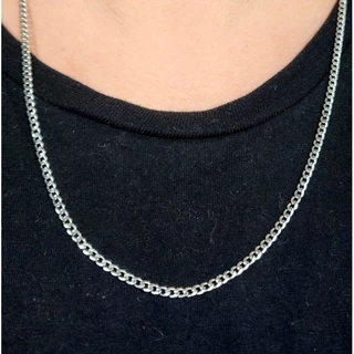 Colar Corrente Cordão Masculino Aço Inox Fina Prateado Cobra Prata Grumet 0.8 60 cm