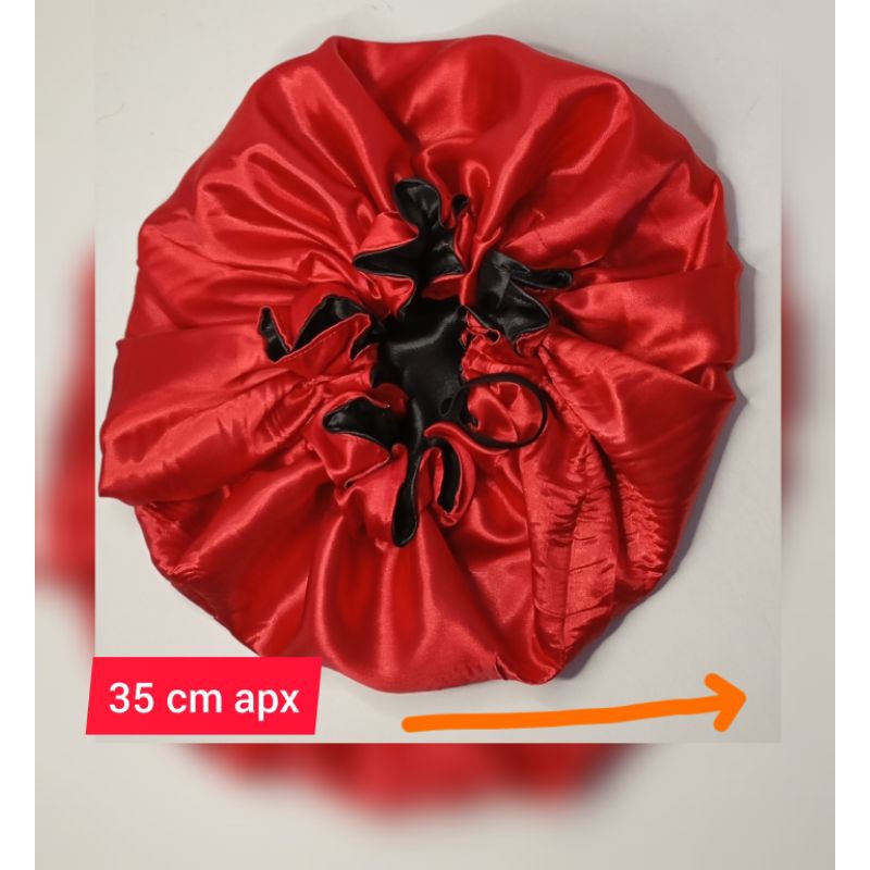 Touca de cetim gigante dupla face para cabelos volumosos, capacete ...